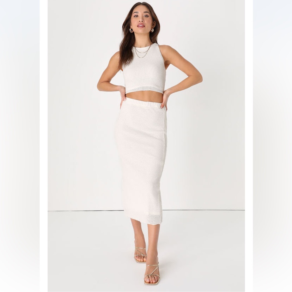 Lulus Lace-Up Two Piece Midi Skirt Set